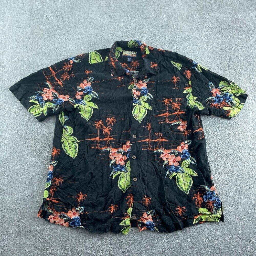 Havana Jacks Cafe Mens Hawaiian Shirt XL Floral Tropical Casual Button-Down 5067